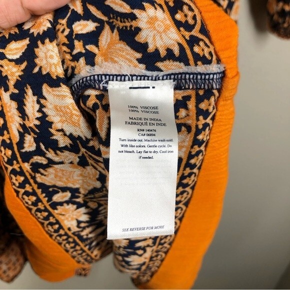 Faherty Montara Long Sleeve Dress in Wanderlust Floral Blue Orange Small - Picture 7 of 8